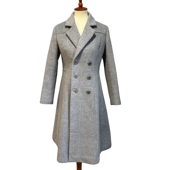 APTRO Jackets & Blazers - Gray Wool Blend Double Breasted Fit & Flare A-Line Swing Coat, Size S